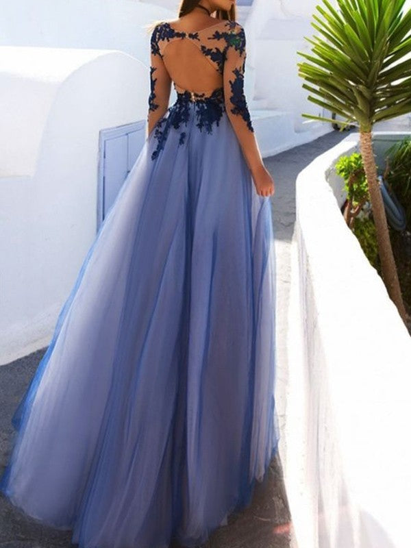 A-line elegant strapless long sleeved floor mopping dress