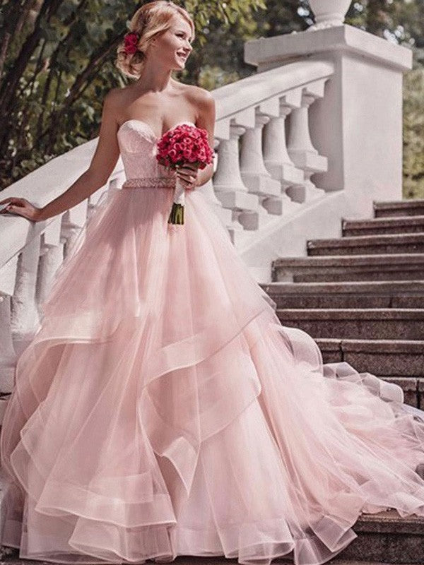 Elegant and Sweet Sleeveless Palace Dress Organza Wedding Dress