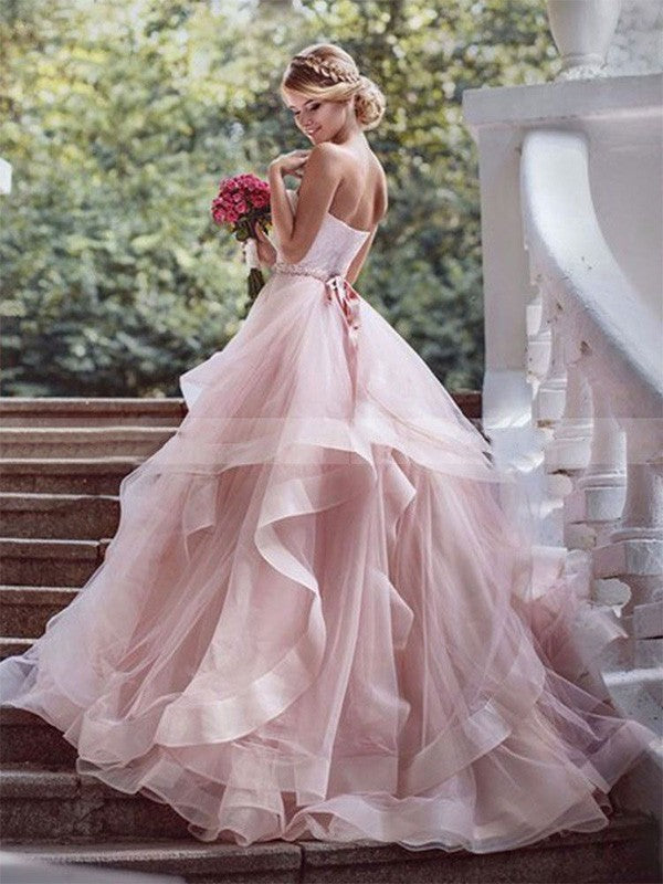 Elegant and Sweet Sleeveless Palace Dress Organza Wedding Dress