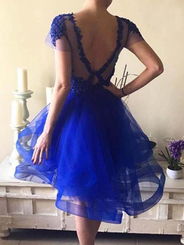 A-line skirt elegant princess style organza decal short sleeved mini skirt