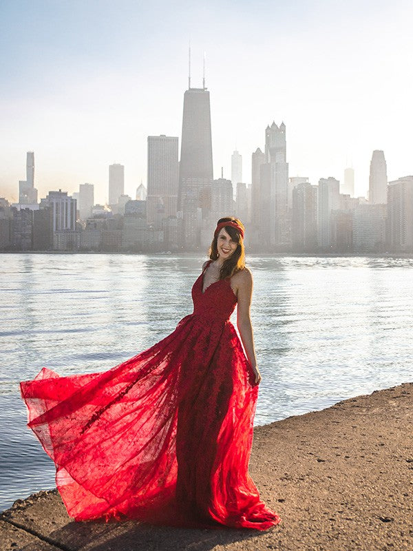 Elegant and Sweet Princess Tulle V-neck Applique Sleeveless Bra Dress