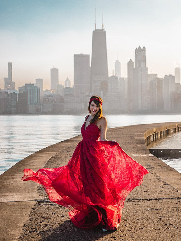 Elegant and Sweet Princess Tulle V-neck Applique Sleeveless Bra Dress