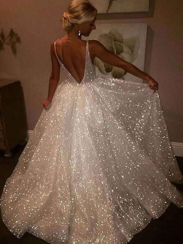 A-line Elegant Princess Skirt Sweeping Hair Skirt Bra Sleeveless V-neck Dress