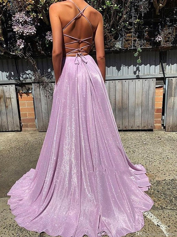 A-line elegant and sexy princess V-neck ruffled sleeveless dress