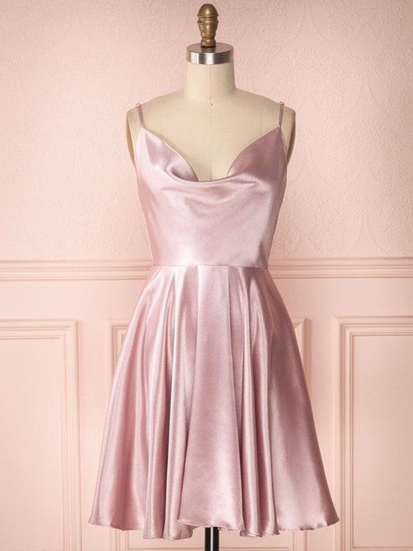 A-line Princess Style Silk Ruffle Edge Sleeveless Thin Shoulder Strap Party Evening Dress