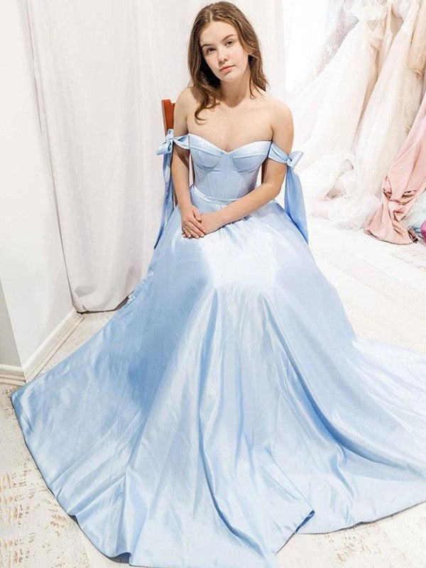 A-line noble princess satin ruffled edge sweet sleeveless brush train skirt