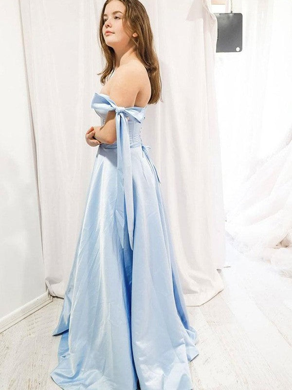 A-line noble princess satin ruffled edge sweet sleeveless brush train skirt