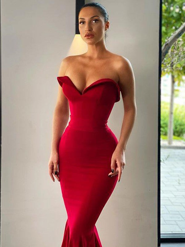 Loudspeaker slim fit mermaid elastic sleeveless brushed party ball dress