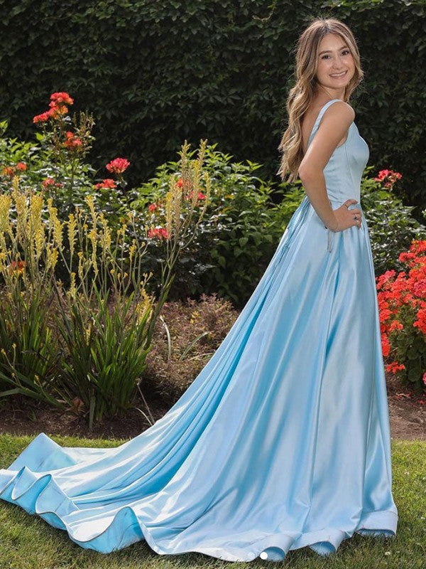 A-line Elegant Princess Satin Ruffle Edge Backband Sleeveless Palace Dress