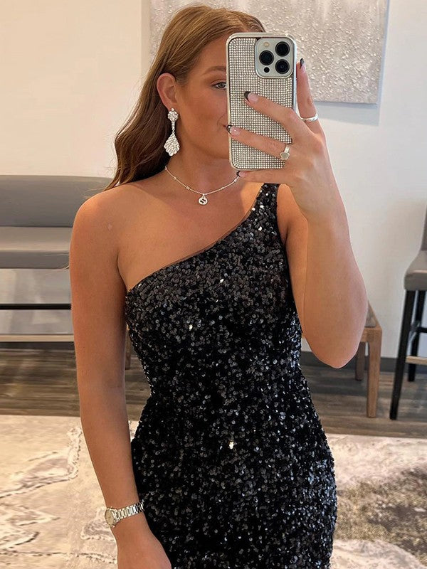 Slim fit straight tube one shoulder sleeveless short mini dress