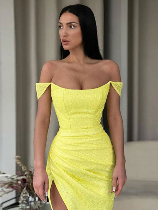 Thin gauze elegant standing neck sequin off the shoulder sleeveless large hem floral drag dress
