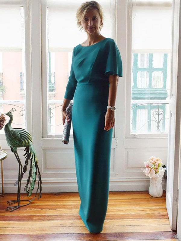 Imitation silk satin short sleeved floor mopping bridal mother formal dress