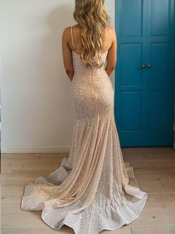Elegant and shiny sheath column shaped sleeveless brush style bra