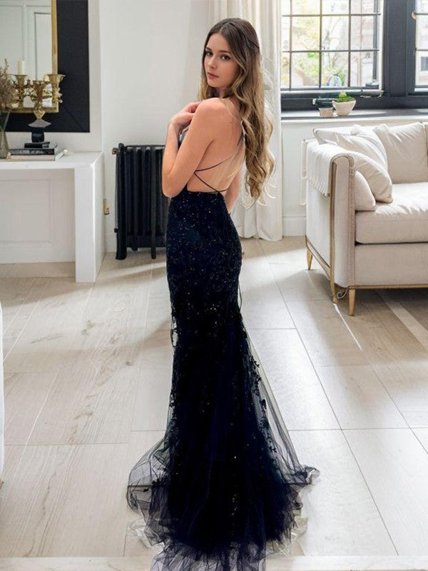Sheath column thin gauze spaghetti strap sleeveless court dress