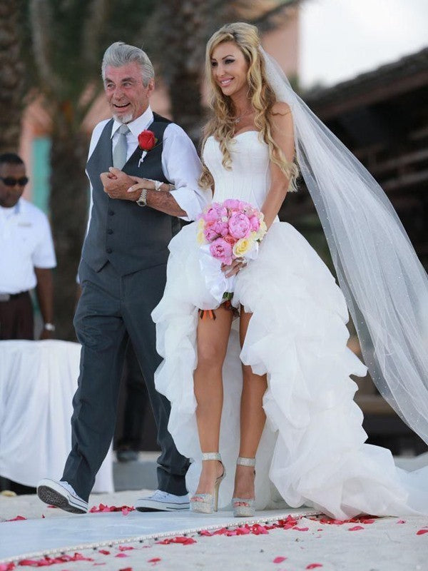 A-line Sweet Princess Sweetheart Asymmetric Sleeveless Organza Wedding Dress