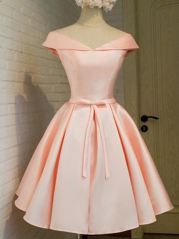 A-line Sweet Princess V-neck Sleeveless Belt Satin Shorts Mini Dress