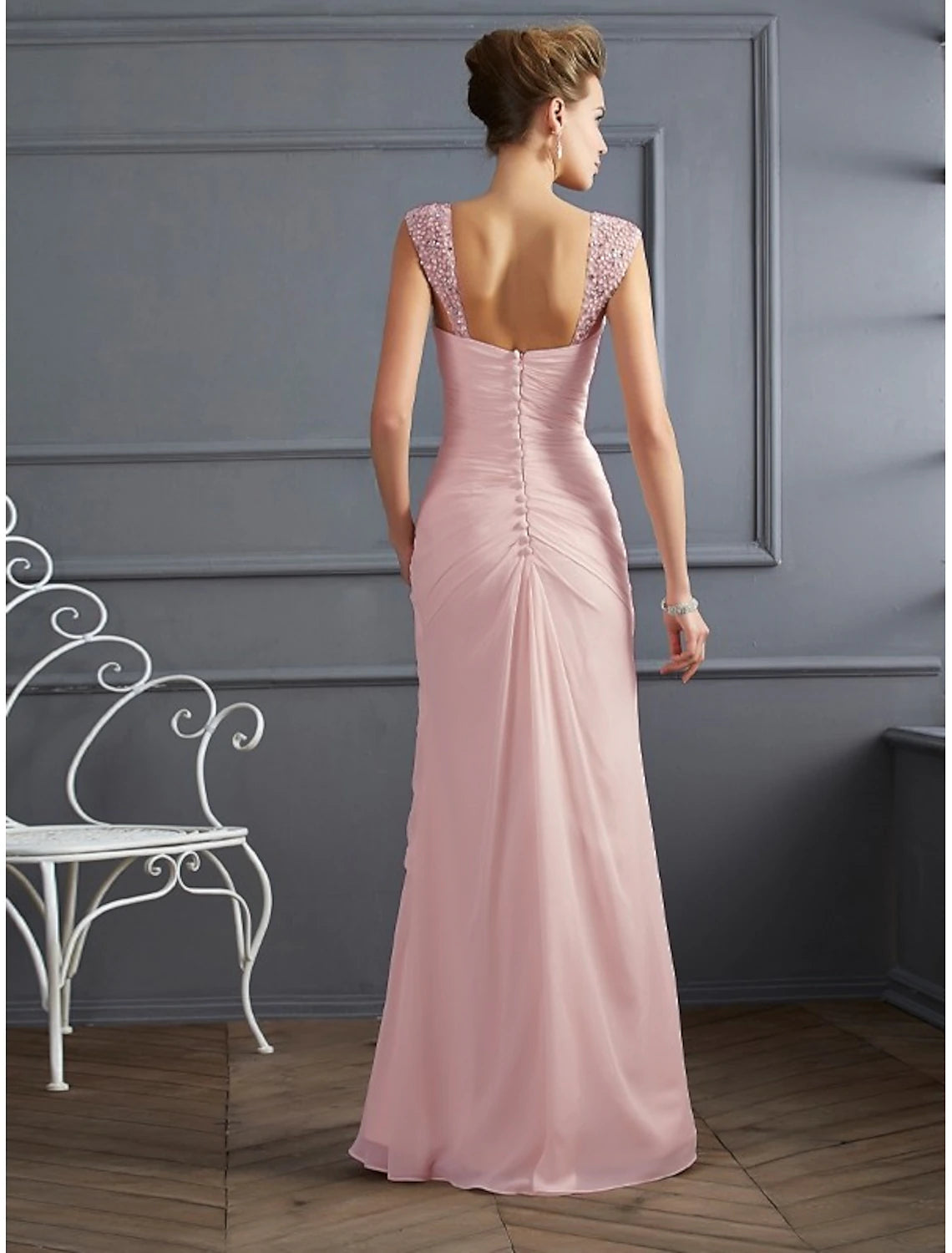 Mermaid Loudspeaker Elegant Evening Dress Formal Wedding Guest Sleeveless Thin Shoulder Strap Chiffon Rhinestone Pleats 2024