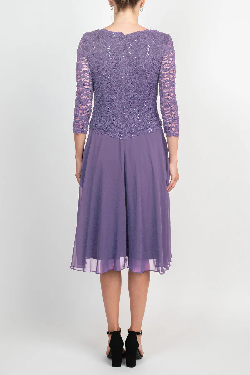Jewel Neck 3/4 Sleeve Embellished Lace Bodice Zipper Back Solid Lace & Chiffon Mother of the Bride Dresses