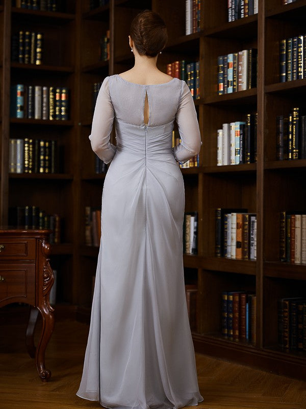 Skirt 30D Chiffon Beaded V-neck 3/4 Sleeve Floor length Bride Mom Dress