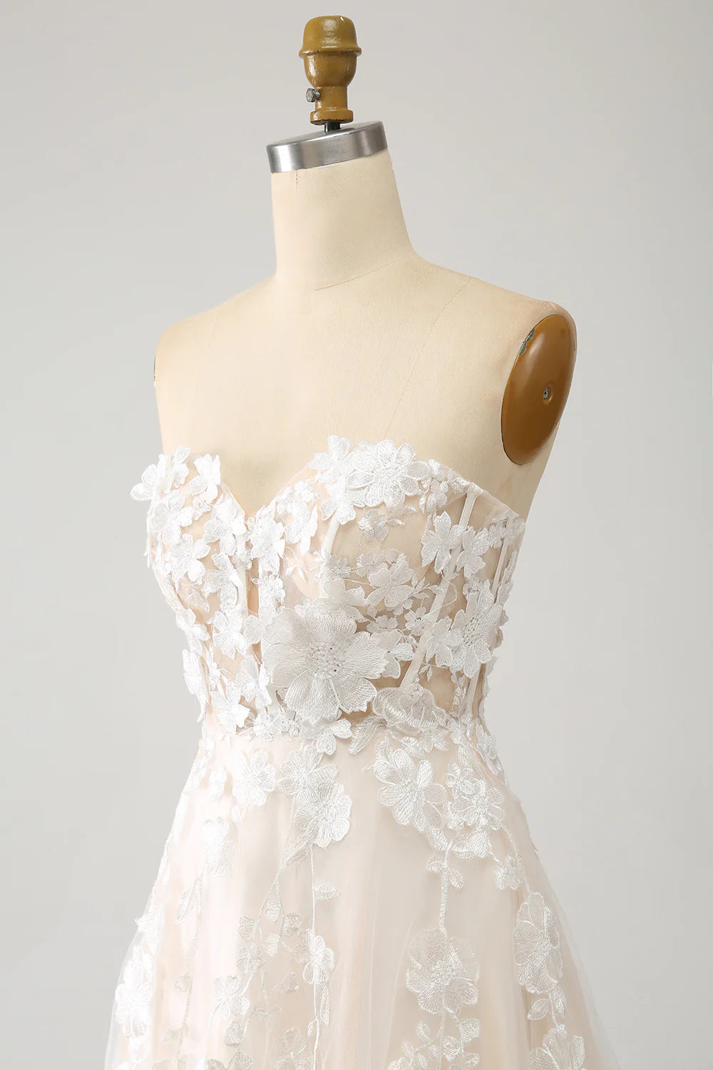 A Line Sweetheart Long Corset Wedding Dress With