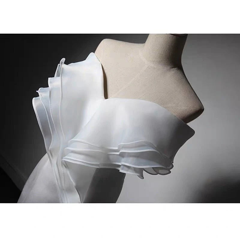 White Off-shoulder Satin Mermaid Boho Wedding Dress White Formal Evening Dresses