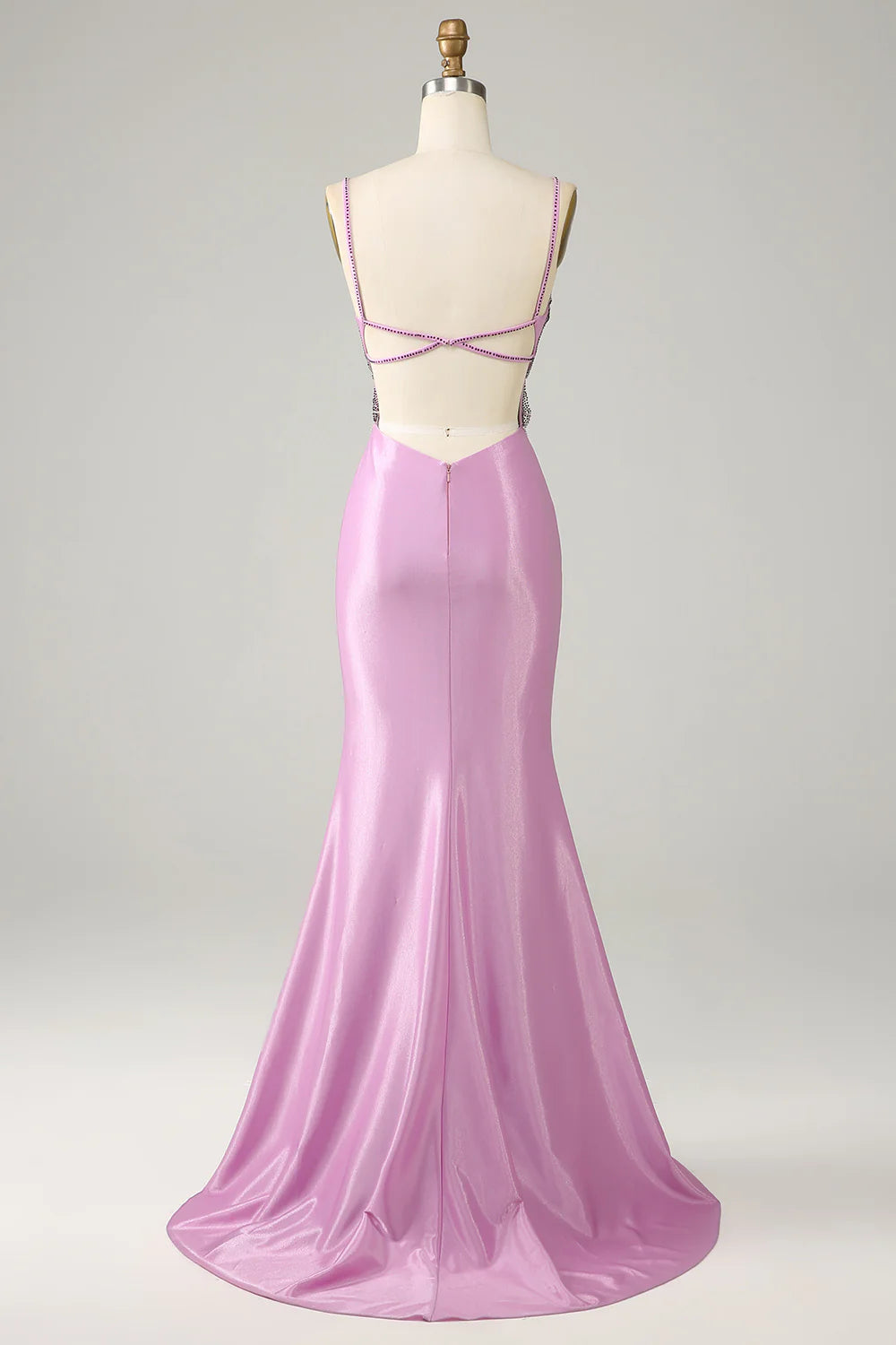 Purple swim mermaid no back spaghetti strap butterfly ball dress