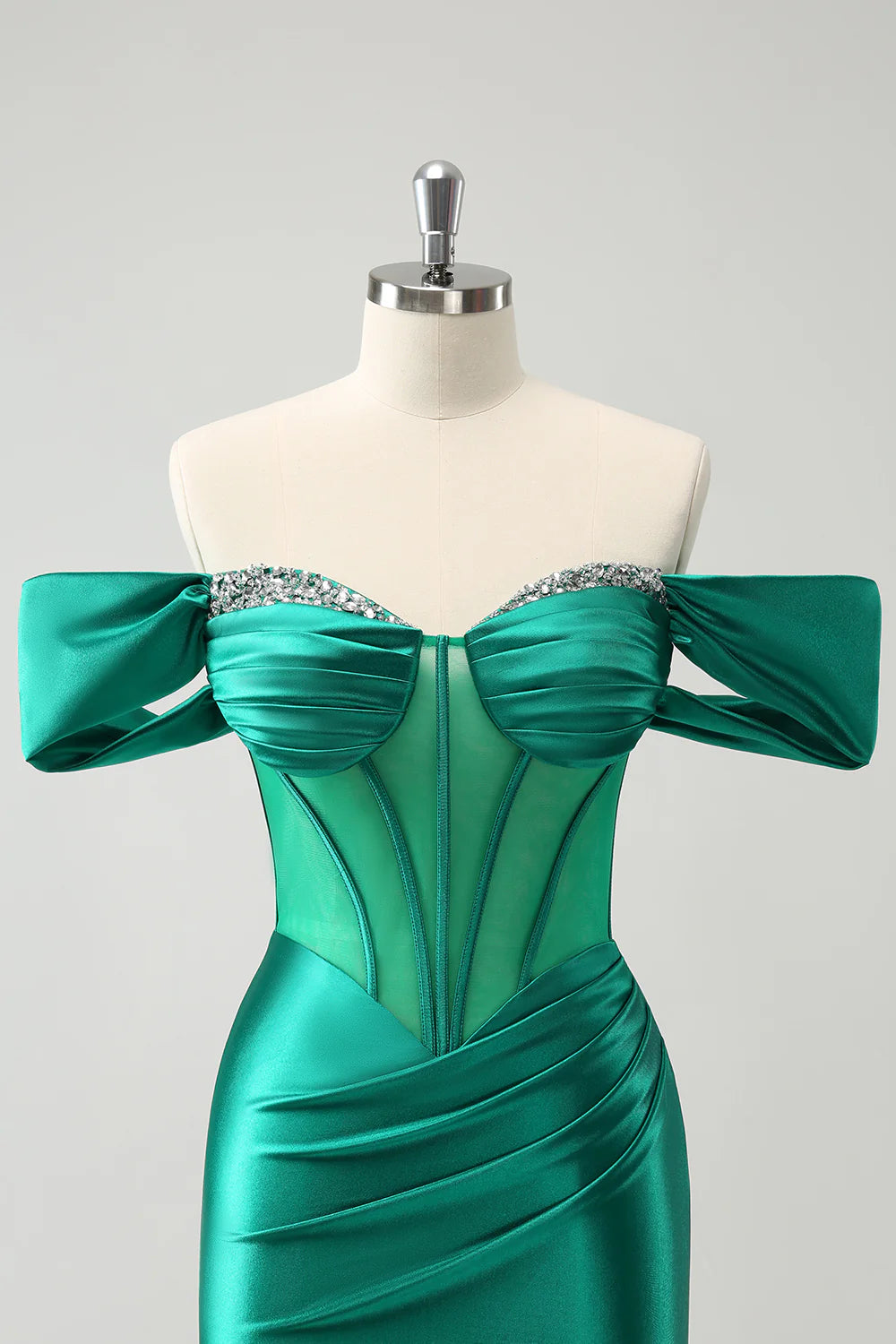 Glitter Green Tight Off the shoulder Corset Homecoming Dress