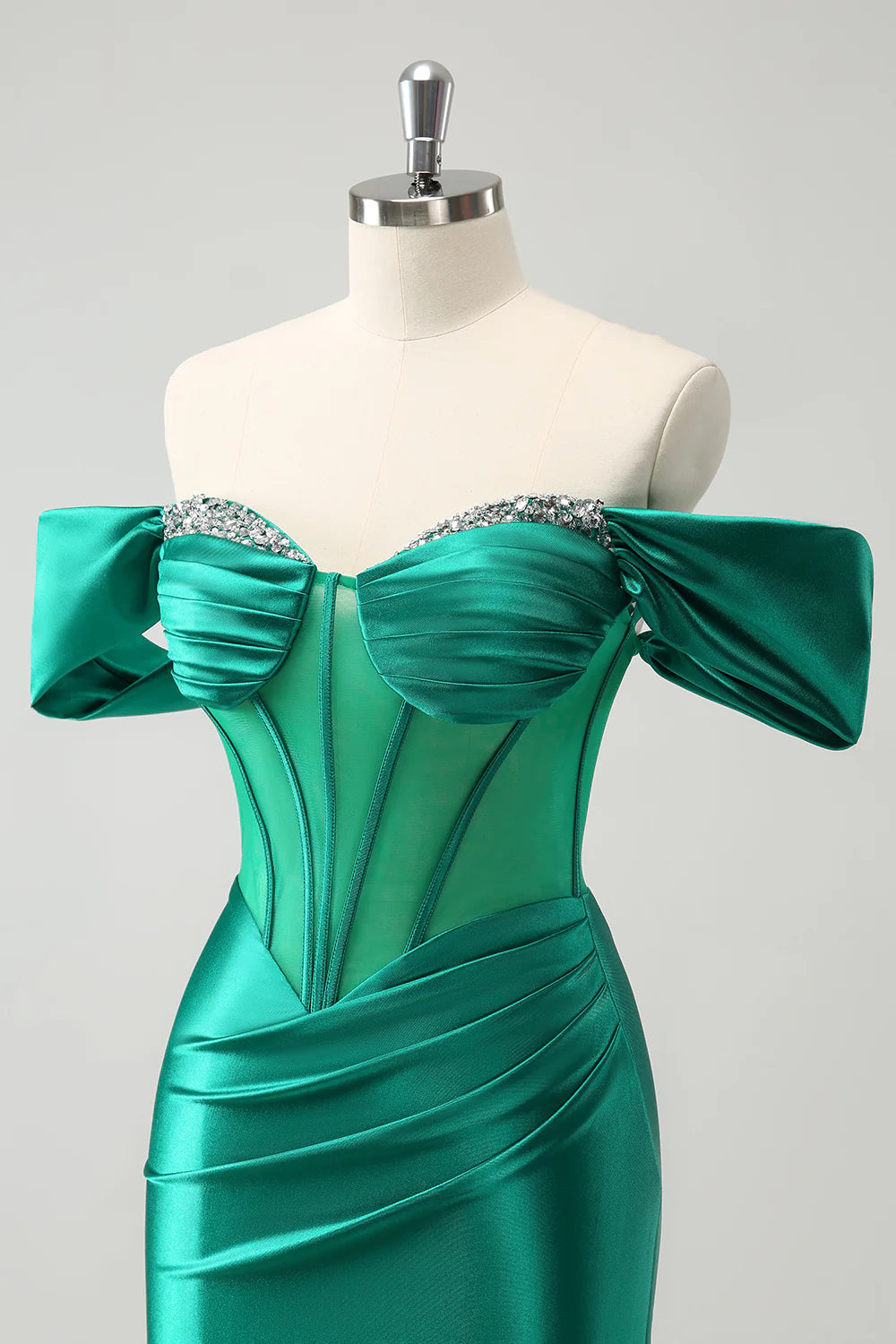 Glitter Green Tight Off the shoulder Corset Homecoming Dress