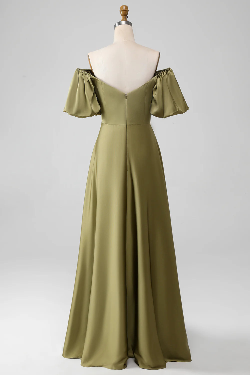 A-Line Off The Shoulder Long Bridesmaid Dress with Short Sleeves