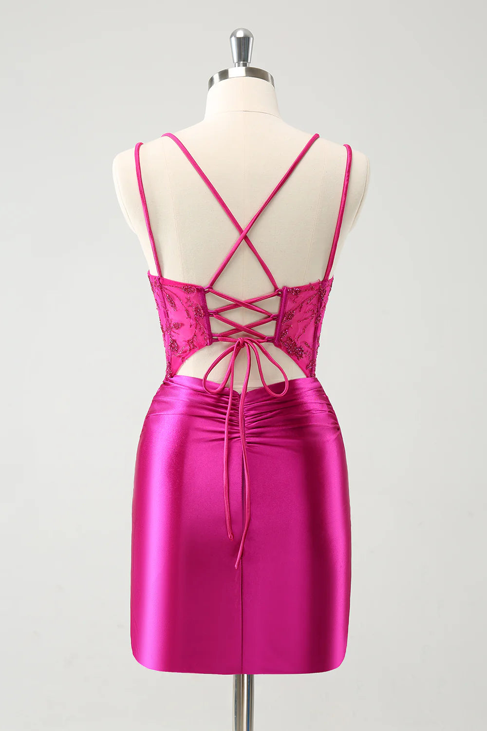 Fuchsia Rushed Corset Short Tight Homecoming Dresses
