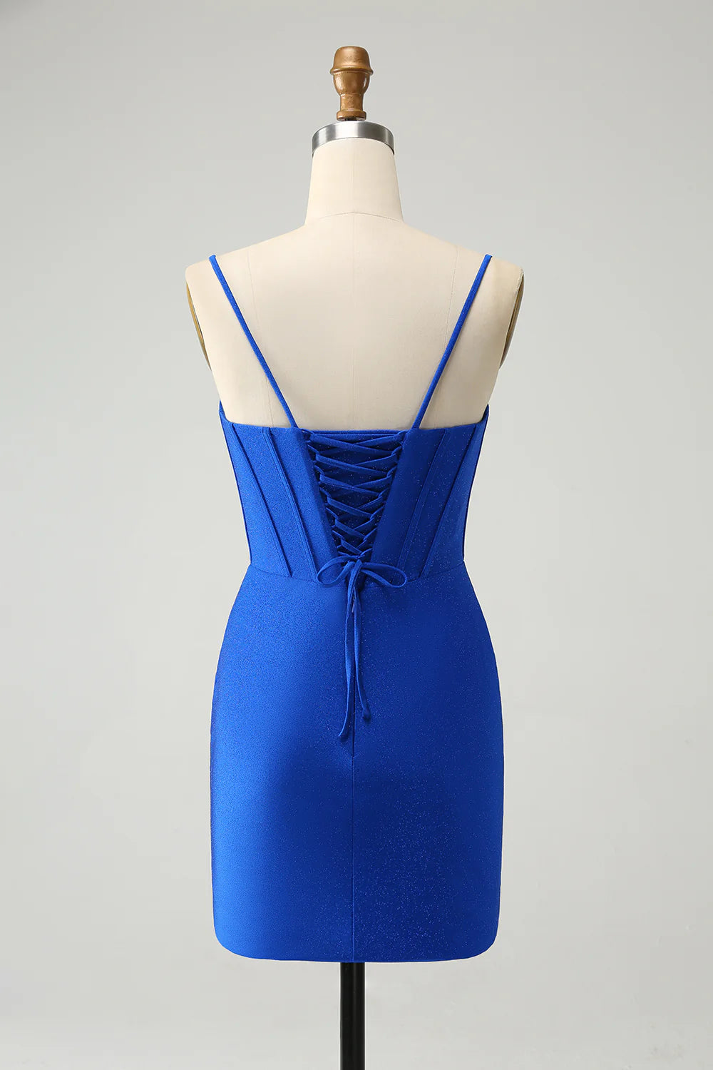 Royal Blue Glitter Corset Spaghetti straps Tight Homecoming Dress