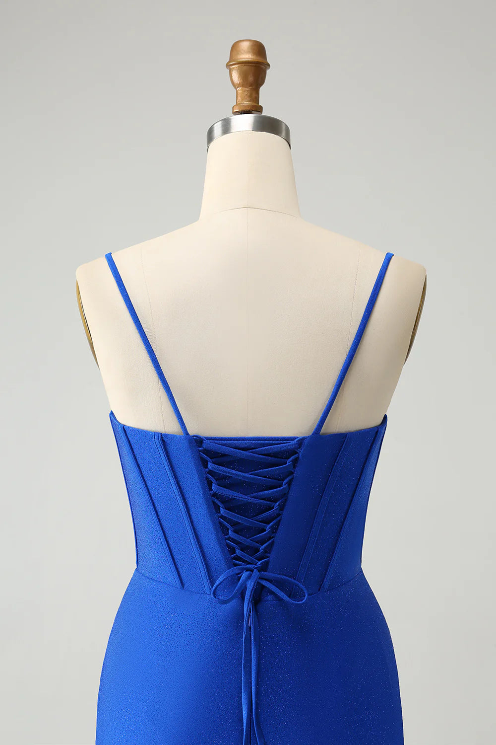 Royal Blue Glitter Corset Spaghetti straps Tight Homecoming Dress