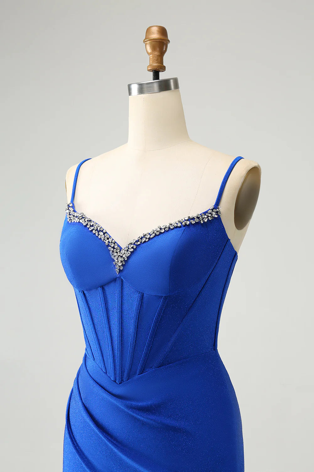 Royal Blue Glitter Corset Spaghetti straps Tight Homecoming Dress