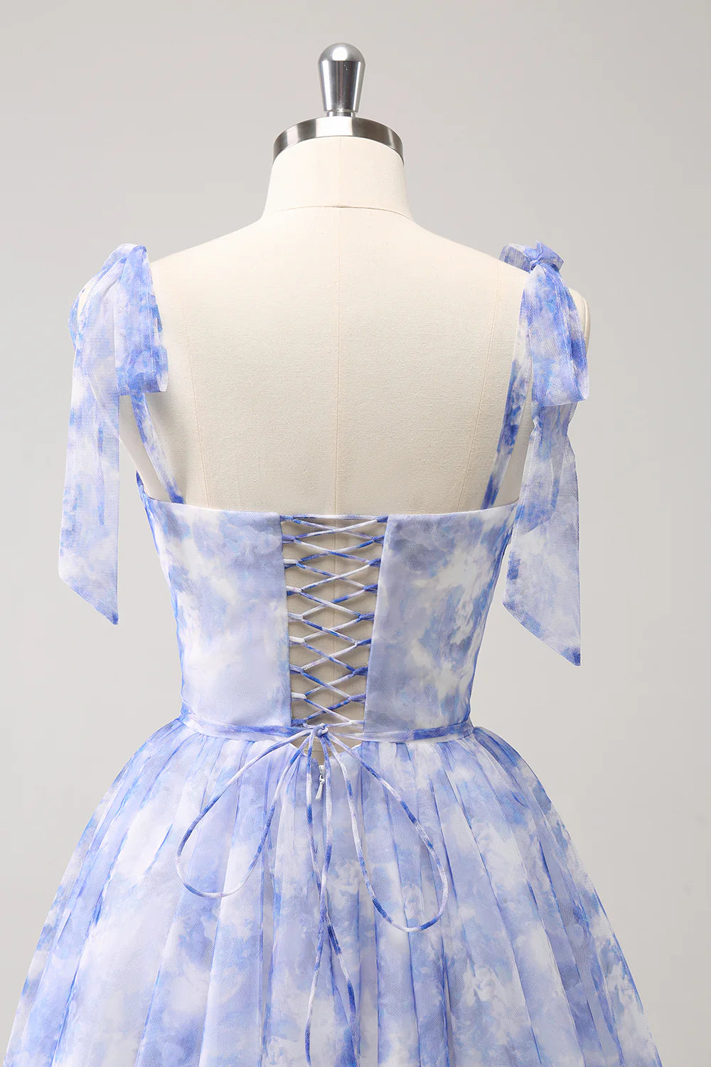 Blue A Line Spaghetti Straps Pleated Short Homecoming Dress