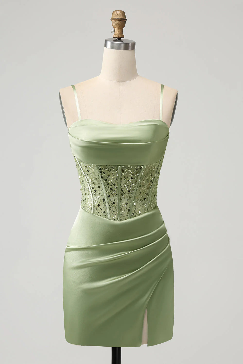 Sage Bodycon Sequin Corset Short Homecoming Dress