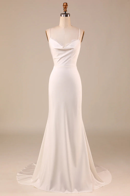 Ivory Mermaid Boho Long Wedding Dress