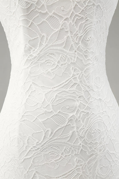 Ivory Mermaid Lace Spaghetti Straps Wedding Dress