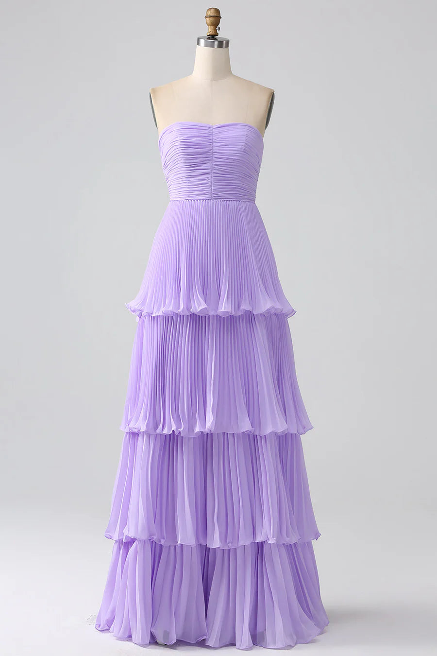 Strapless Multi-Layer Long Formal Dress