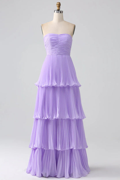 Strapless Multi-Layer Long Formal Dress