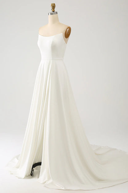 A Line Long Chiffon Wedding Dress With 3D Butterflies Long