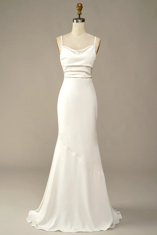 White Simplicity Mermaid Long Wedding Dress