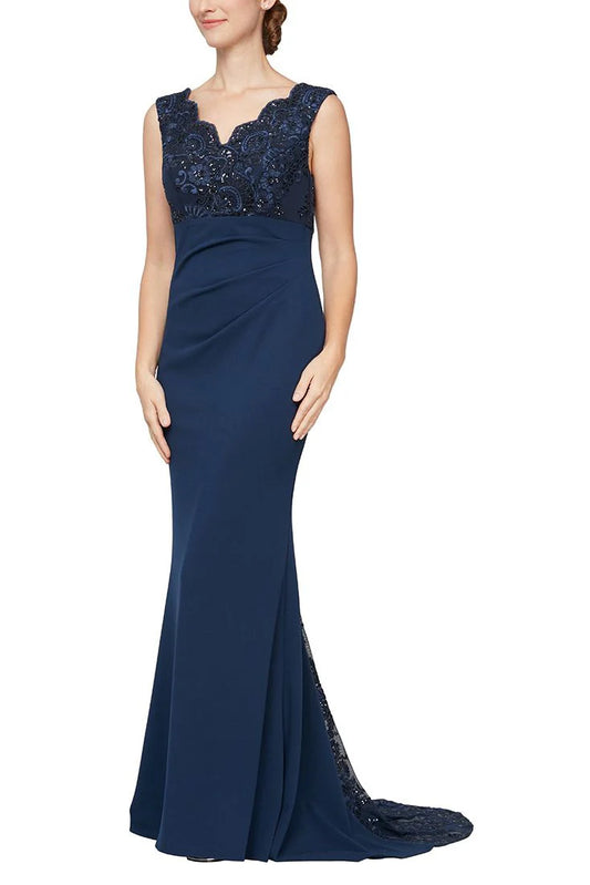 V-Neck Sleeveless Back Zipper Long Gown Mother of the Bride Dresses
