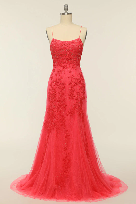 Coral Sexy Backless Long Ball Party Party Evening Dress