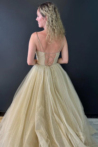 Surplice Lace-Up Long Formal Gown