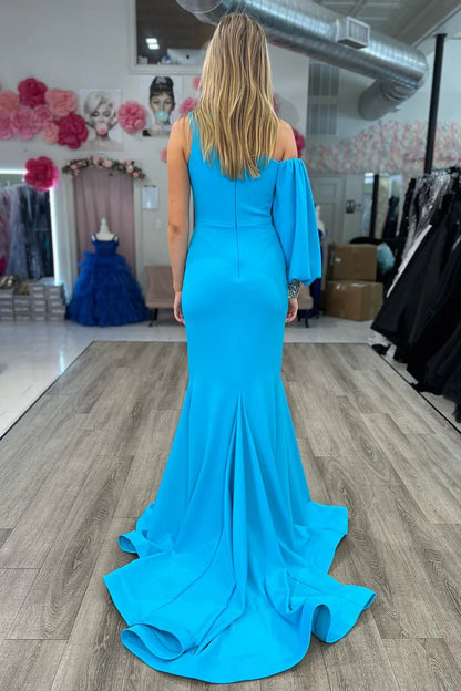 Cobalt Blue Mermaid Long Formal Dress with Slit
