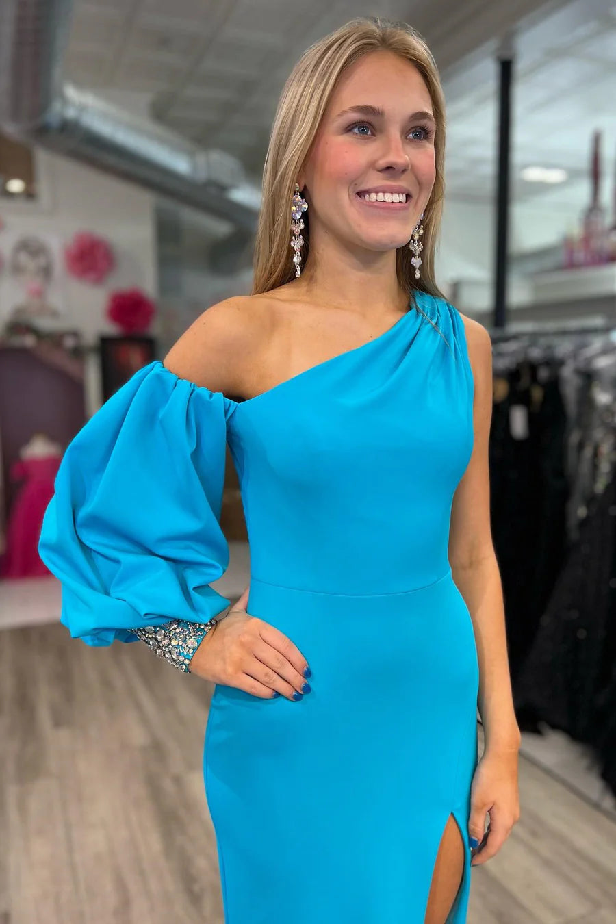 Cobalt Blue Mermaid Long Formal Dress with Slit