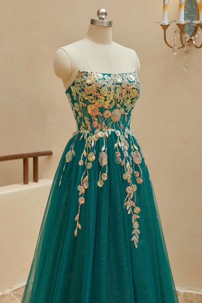 A-line strapless thin gauze slit ball party dress