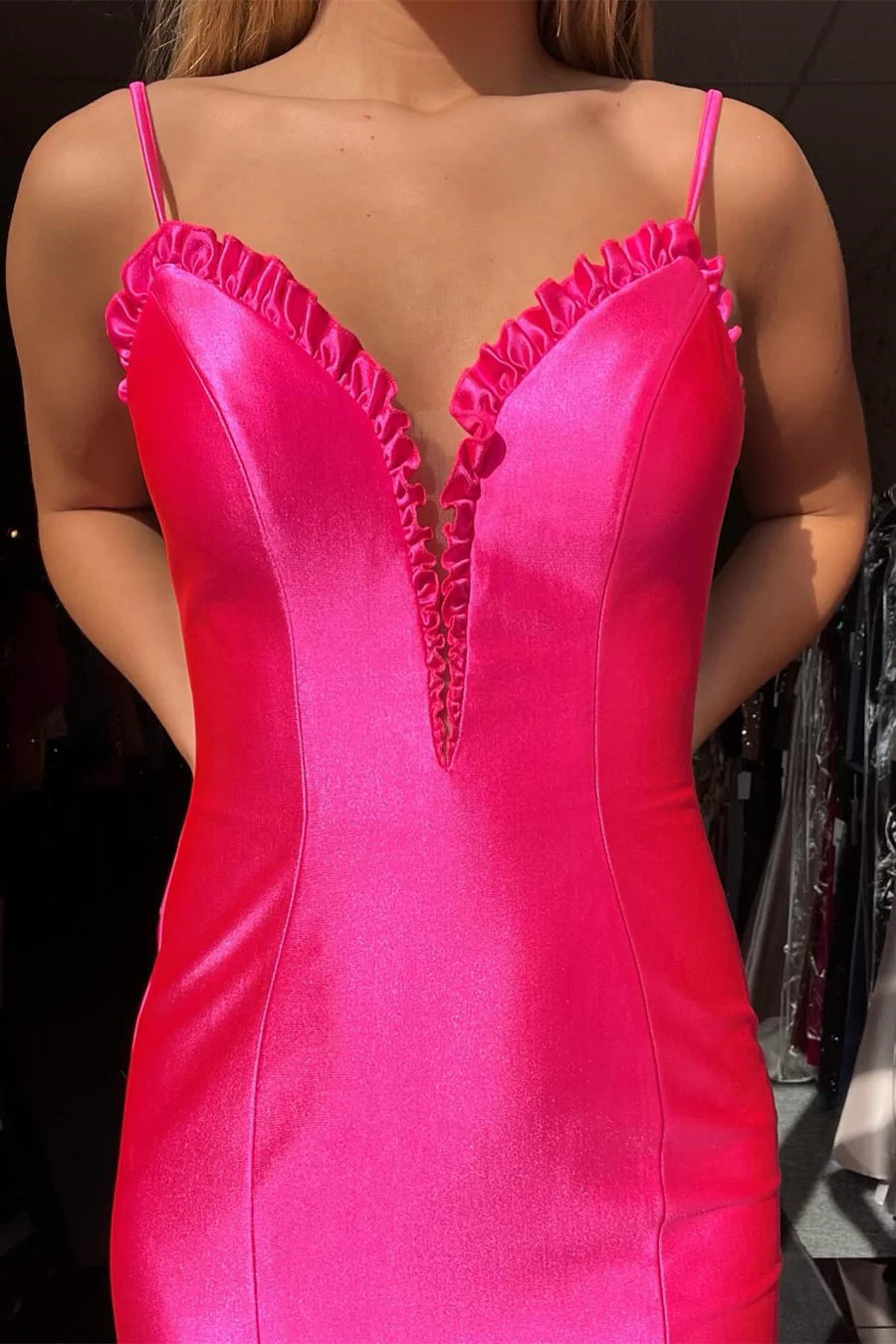 Lace-Up Back Ruffle Mermaid Long Prom Dress with Slit