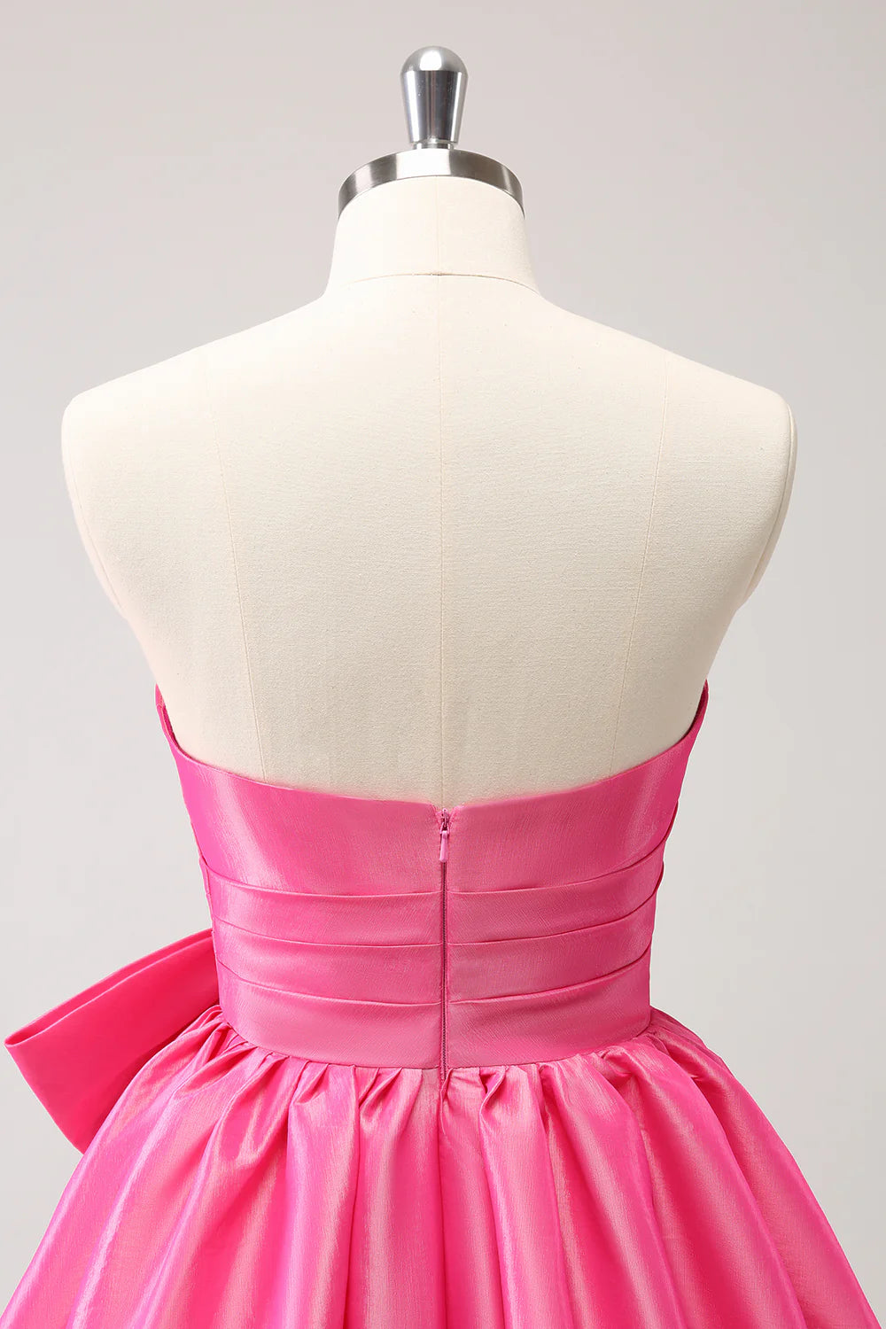 Hot Pink A Line Strapless Pleated Short Homecoming Dress