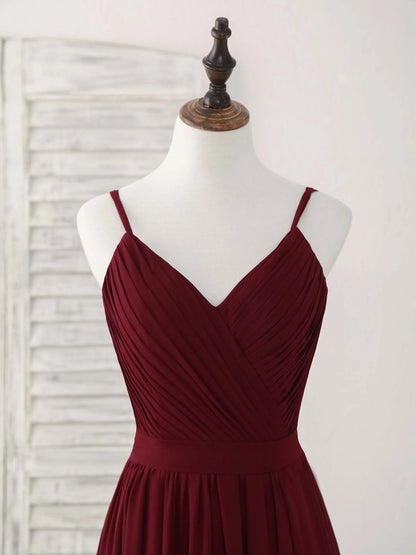 Burgundy Chiffon Long Prom Dress Burgundy Evening Dress